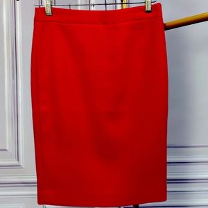 J. Crew - No. 2 Pencil Skirt in Coral Red with Back Slit